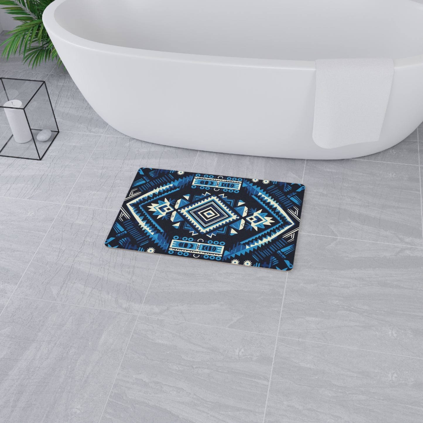 Blue Geometric Floor Mat