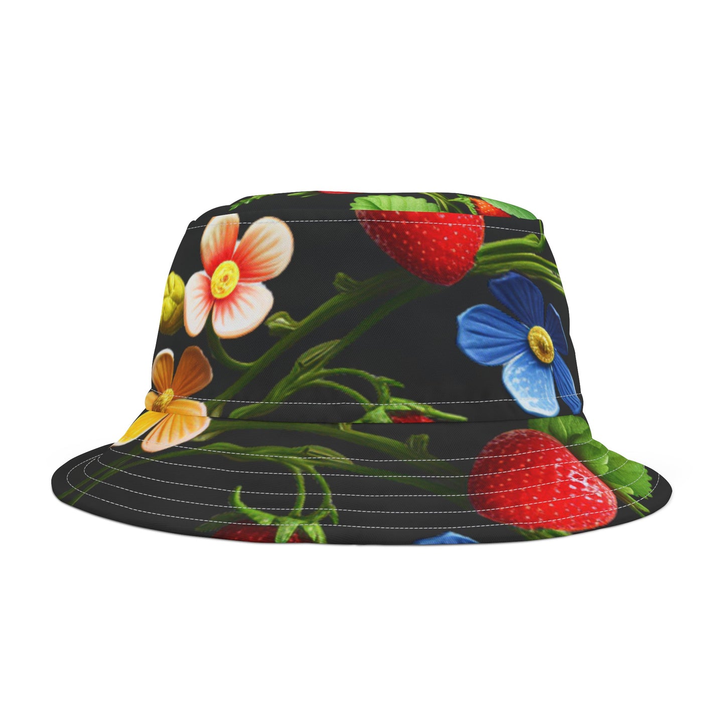 Black Floral Geometric Bucket Hat