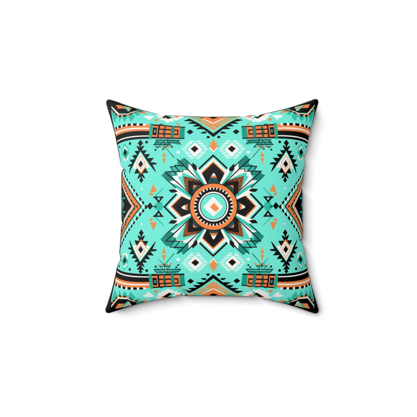 Turquoise Geometric Square Pillow