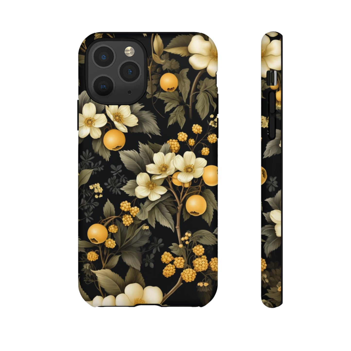 White Black and Yellow Floral phone case