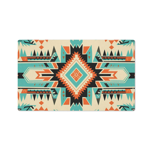 Turquoise and Orange Floor Mat