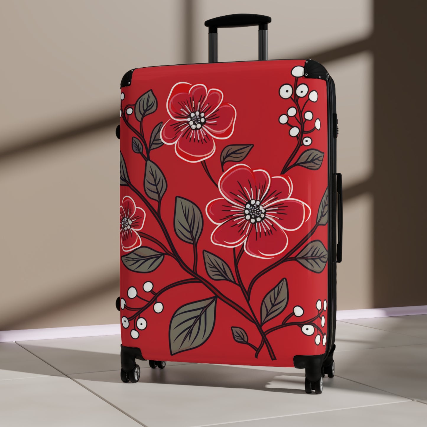 Red Floral Suitcase