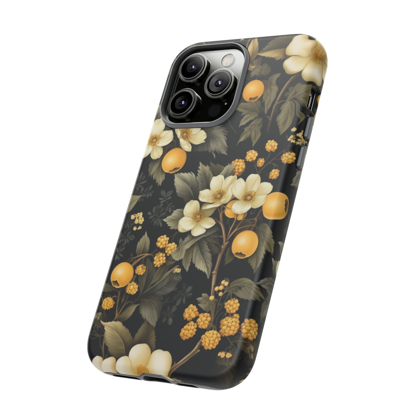 White Black and Yellow Floral phone case