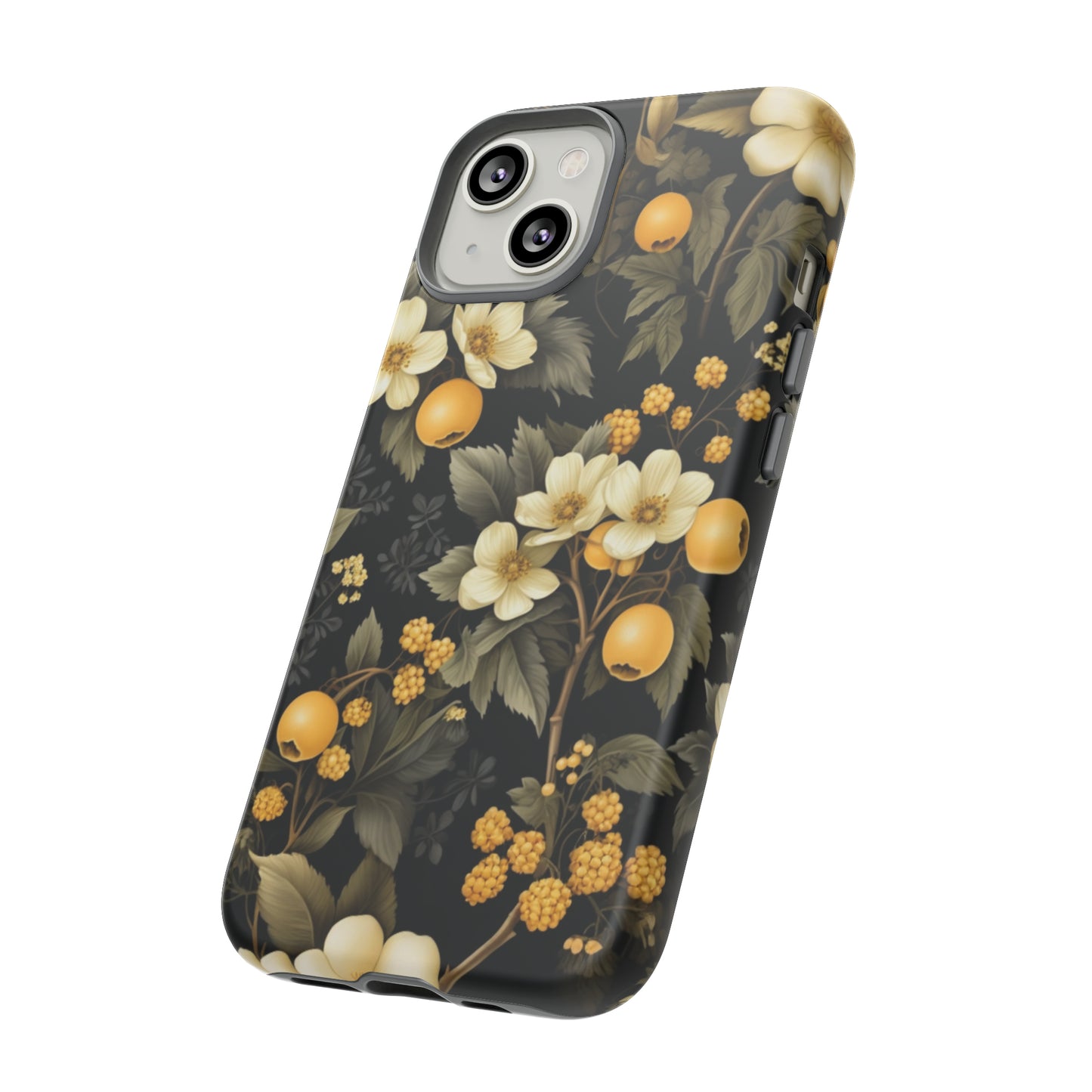 White Black and Yellow Floral phone case