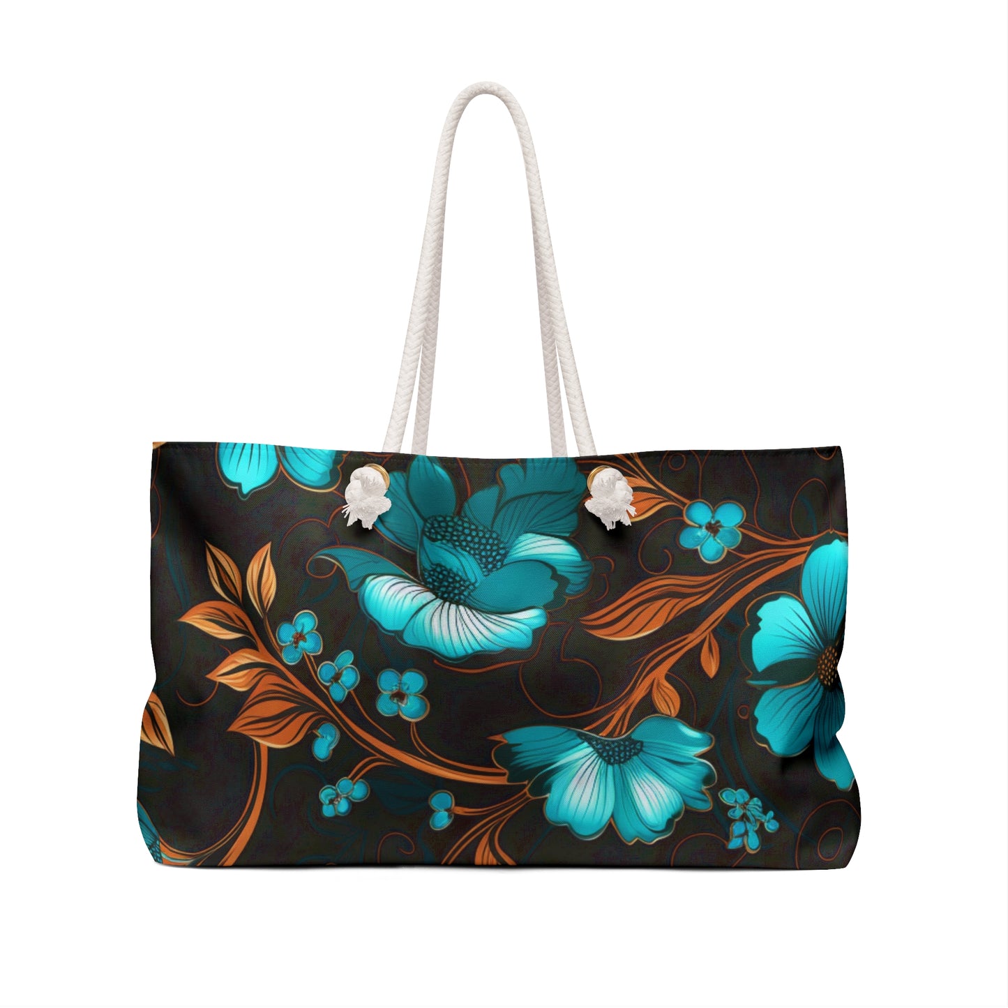 Teal and Orange Floral Weekender Bag