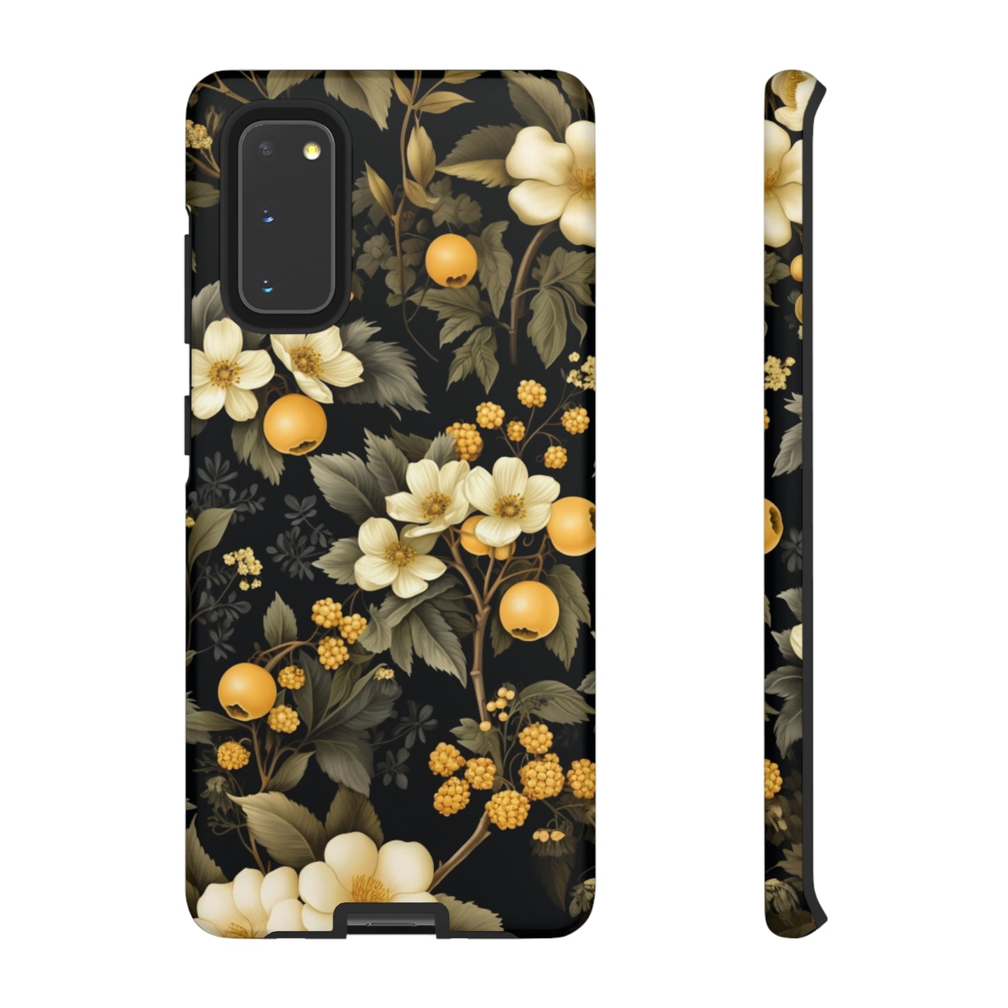 White Black and Yellow Floral phone case