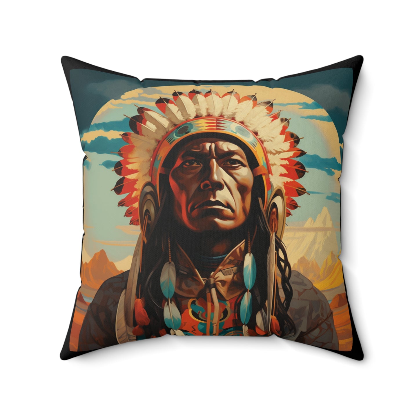 Indigenous Warrior Square Pillow