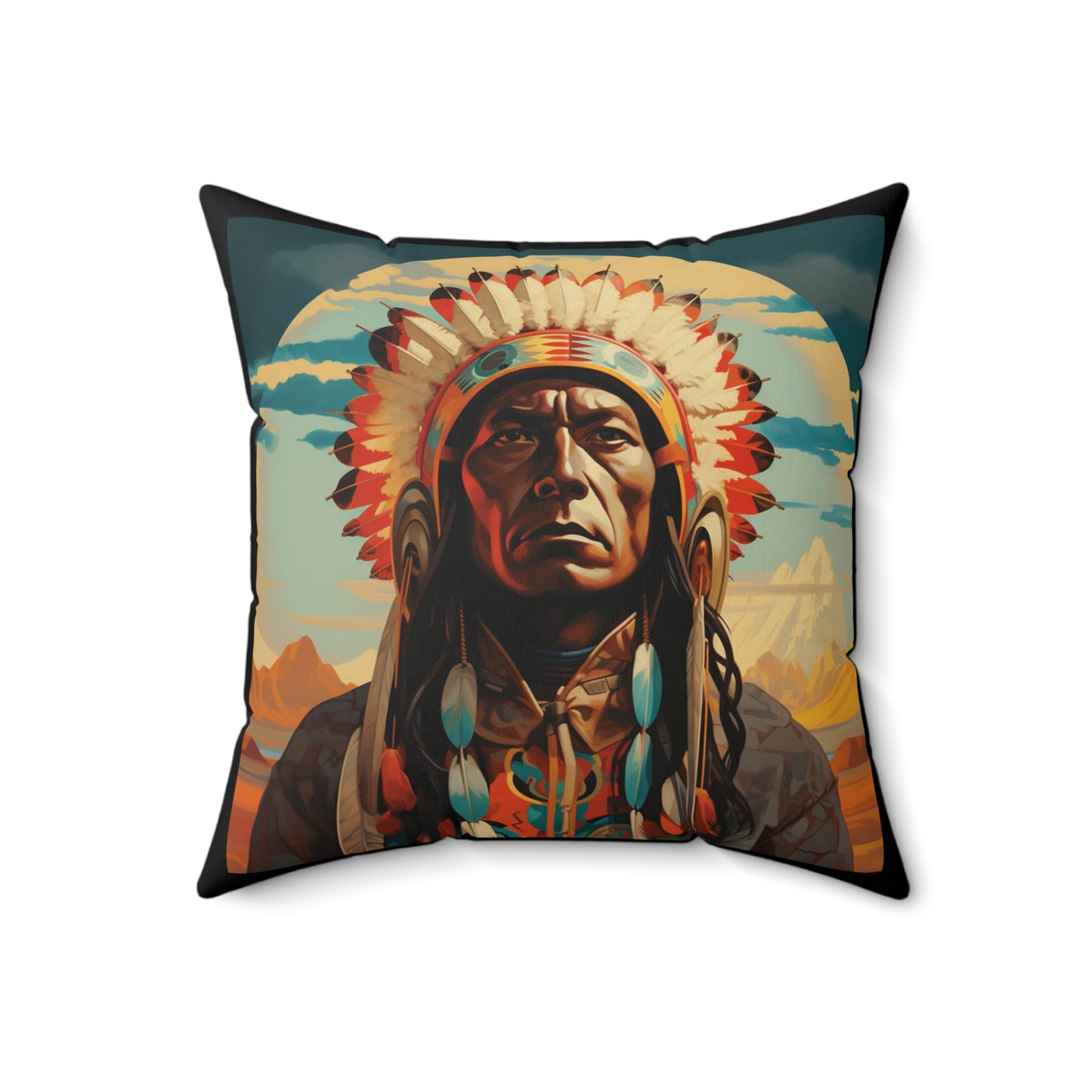 Indigenous Warrior Square Pillow