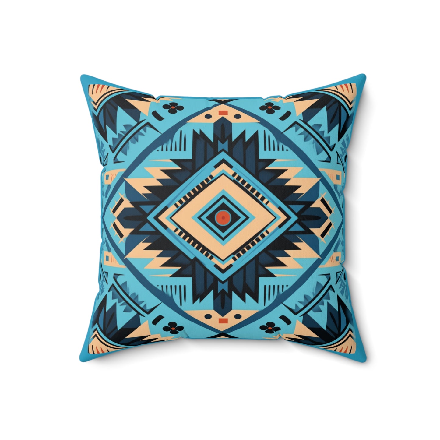 Blue Geometric Square Pillow