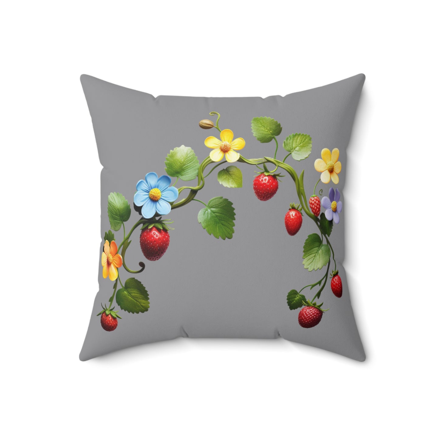 Grey Floral Square Pillow