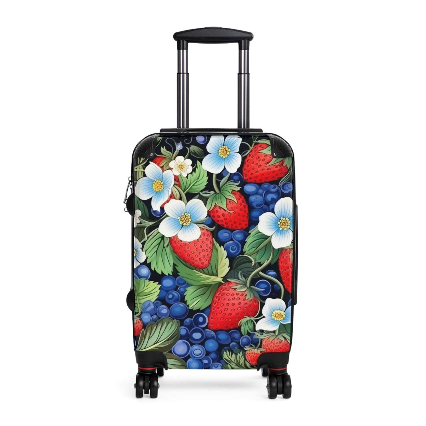 Strawberries and Blueberries on Black Suitcase