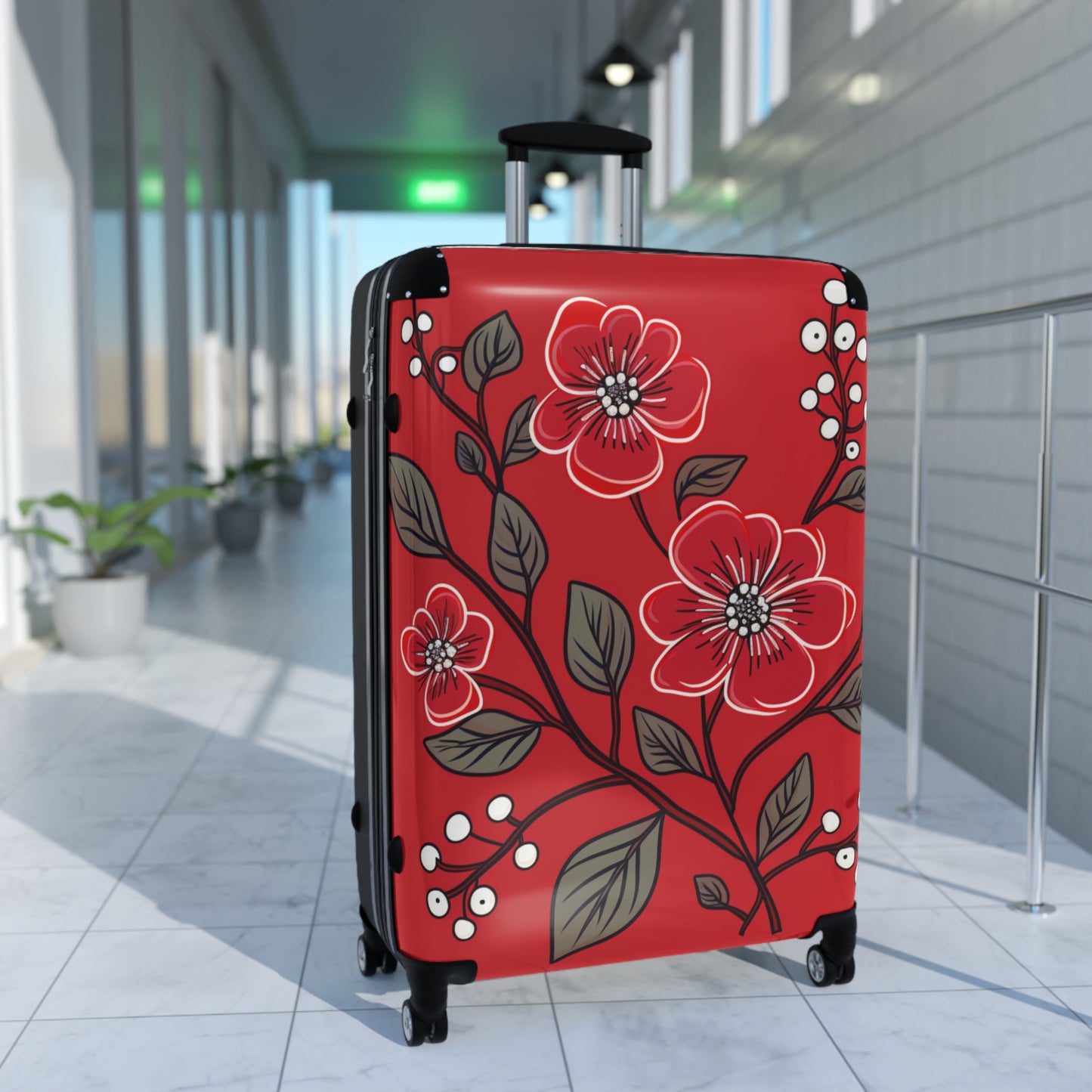 Red Floral Suitcase