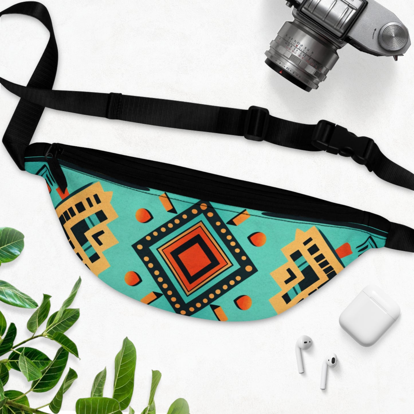 Fanny Pack Geometric Turquoise and Orange