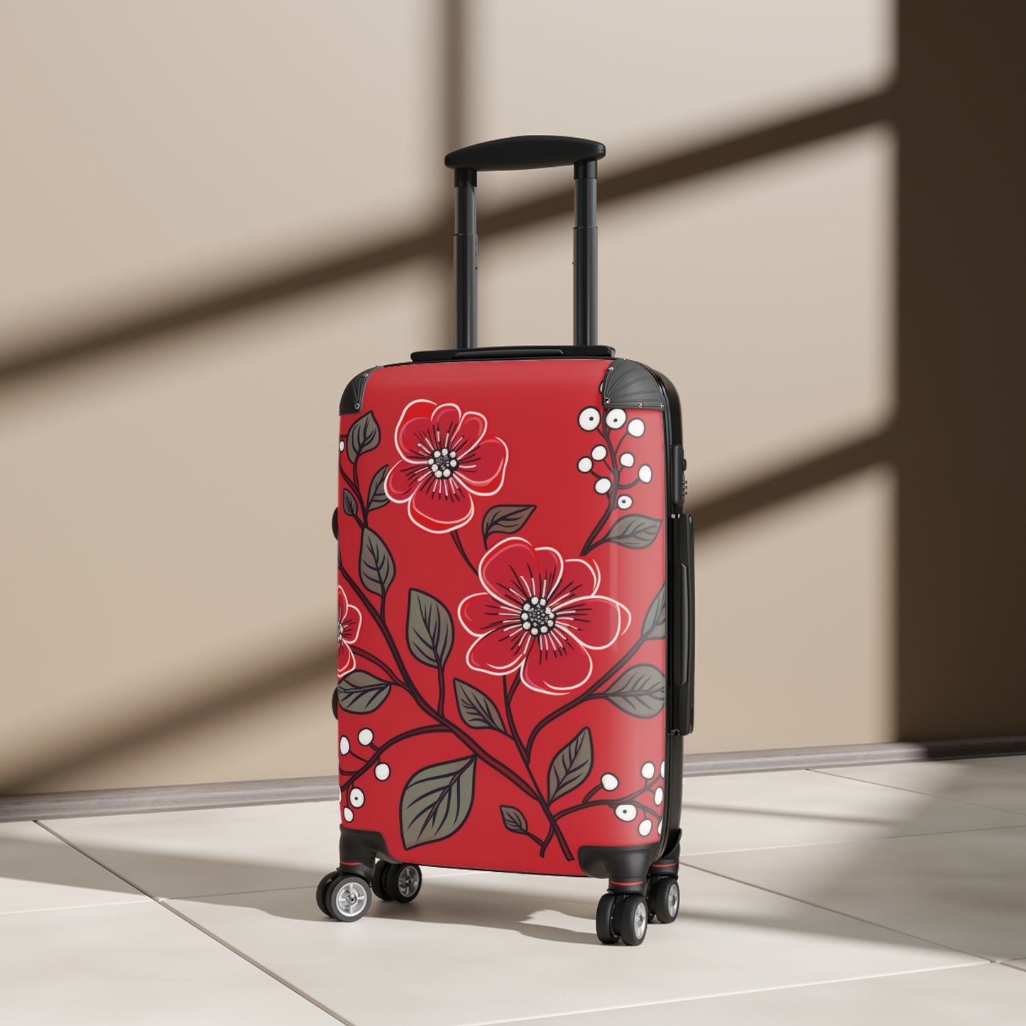 Red Floral Suitcase