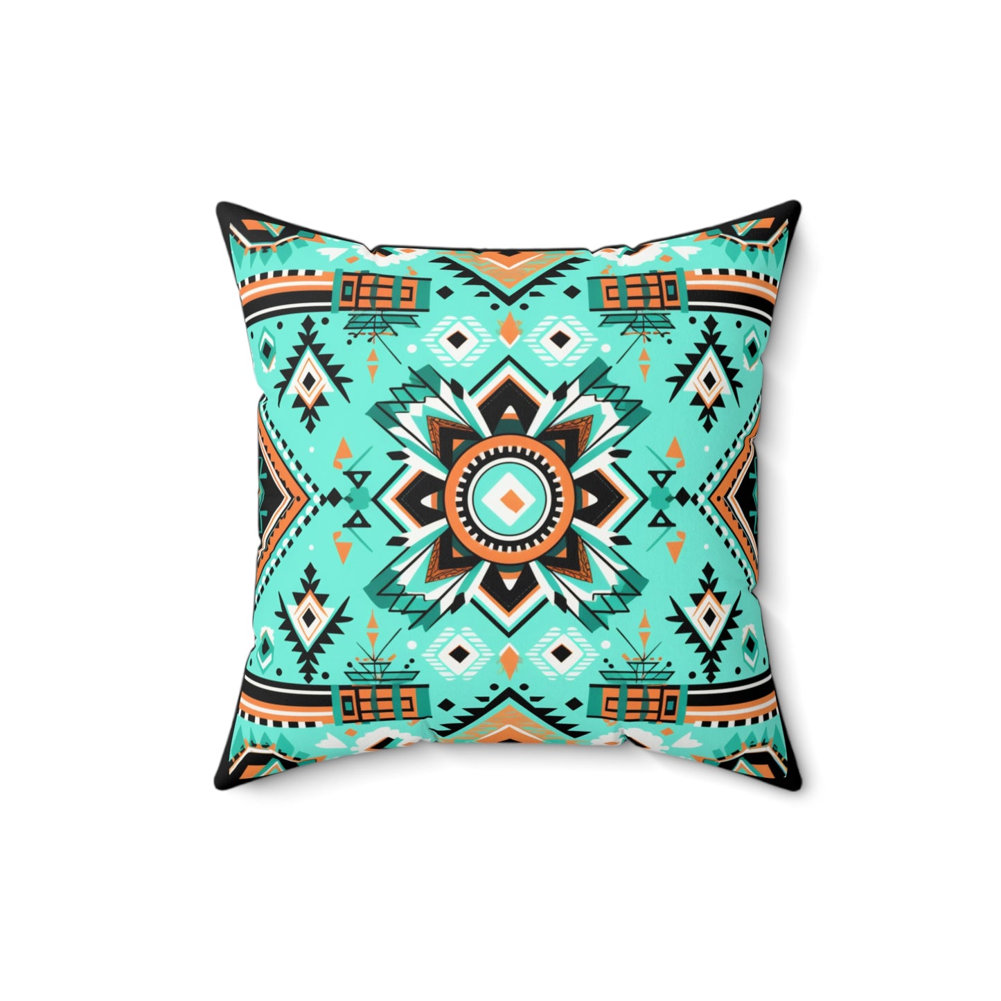 Turquoise Geometric Square Pillow