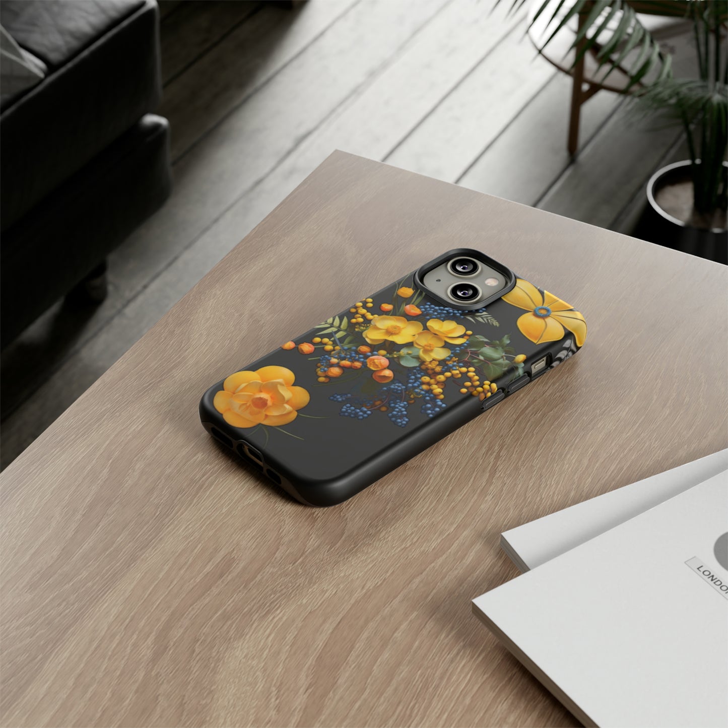 Yellow floral phone case