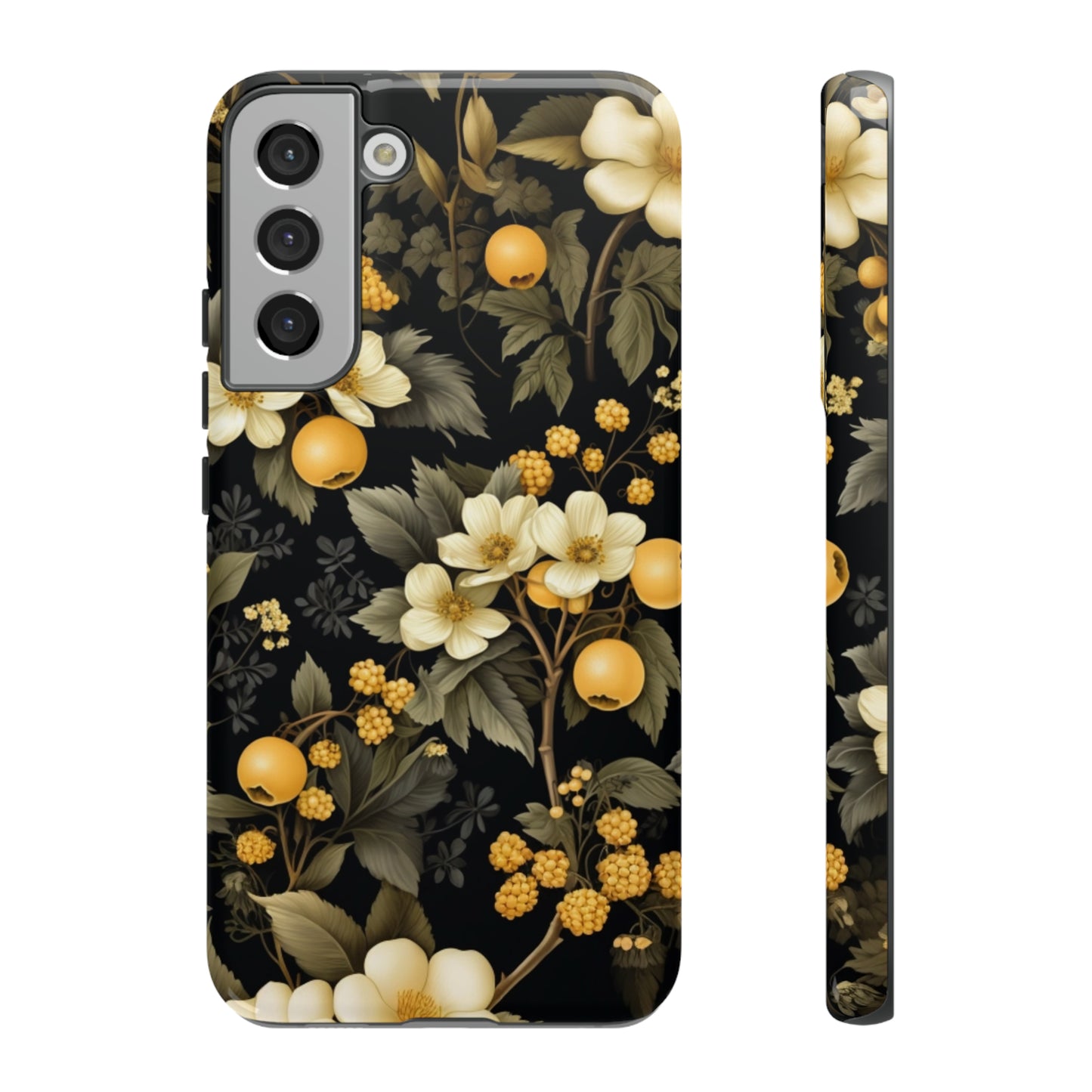 White Black and Yellow Floral phone case