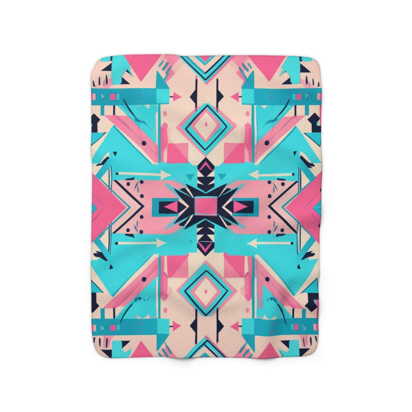 Pink and Turquoise Sherpa Fleece Blanket