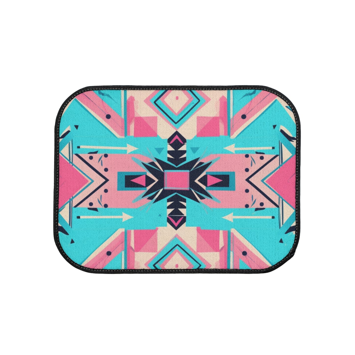 Pink and Turquoise Geometric Floor Mats, 1pc