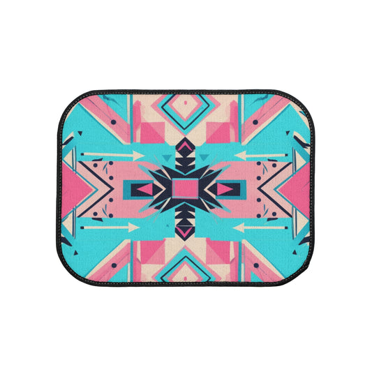 Pink and Turquoise Geometric Floor Mats, 1pc