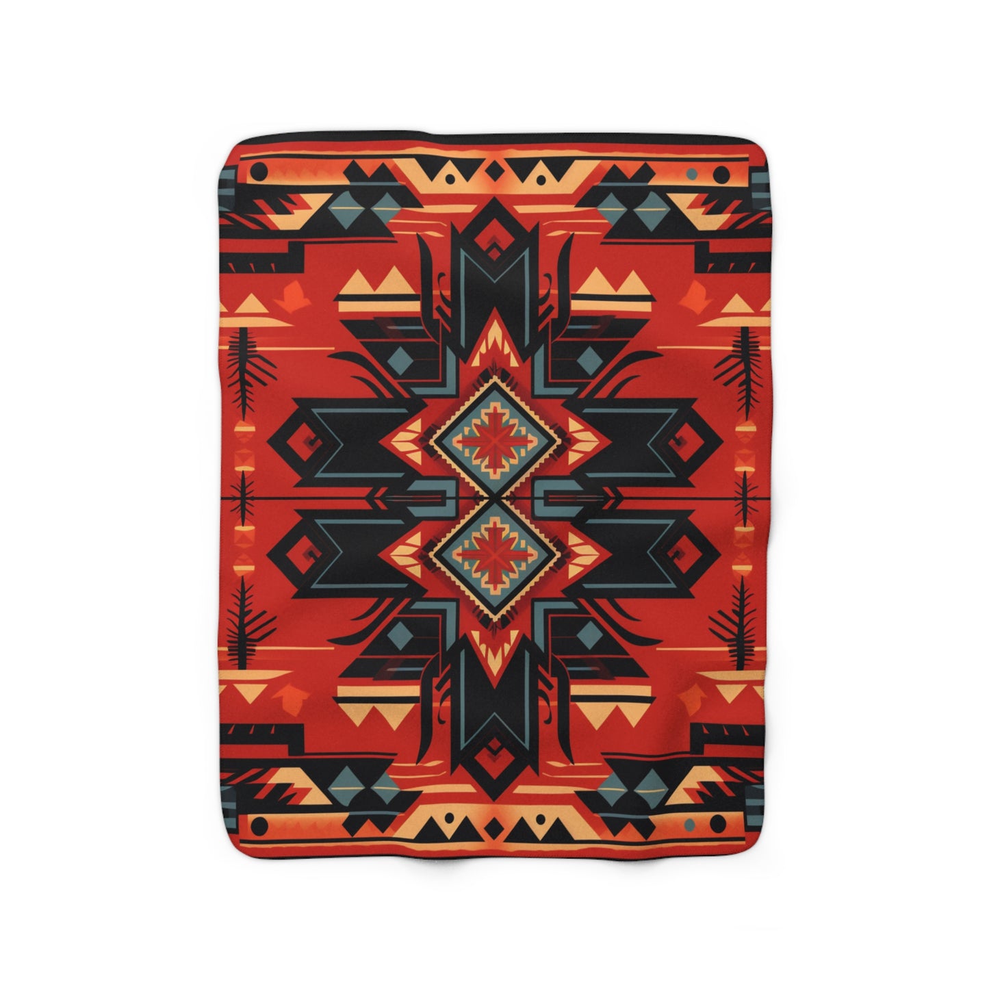 Red Geometric Sherpa Fleece Blanket