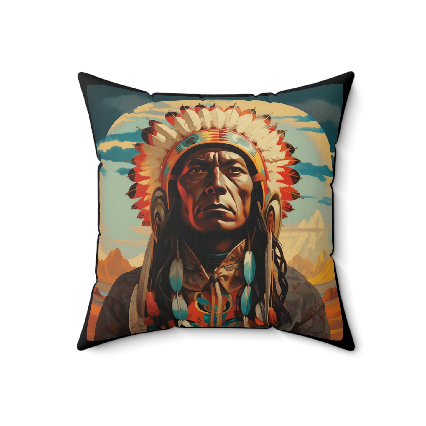 Indigenous Warrior Square Pillow