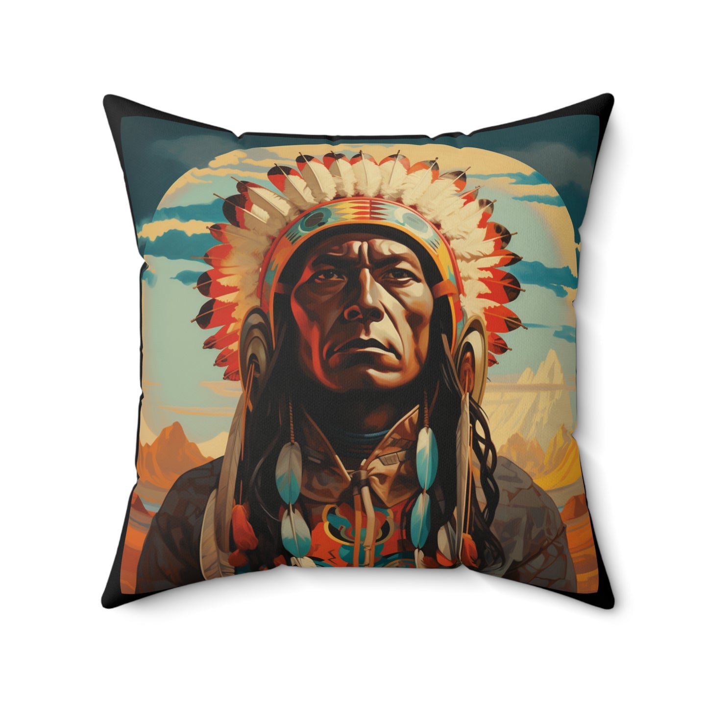 Indigenous Warrior Square Pillow