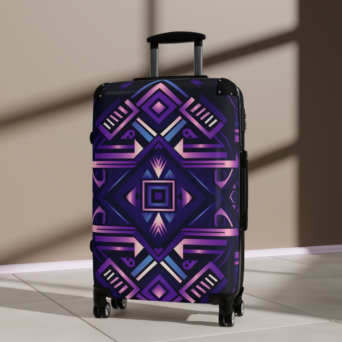 Purple Geometric Suitcase