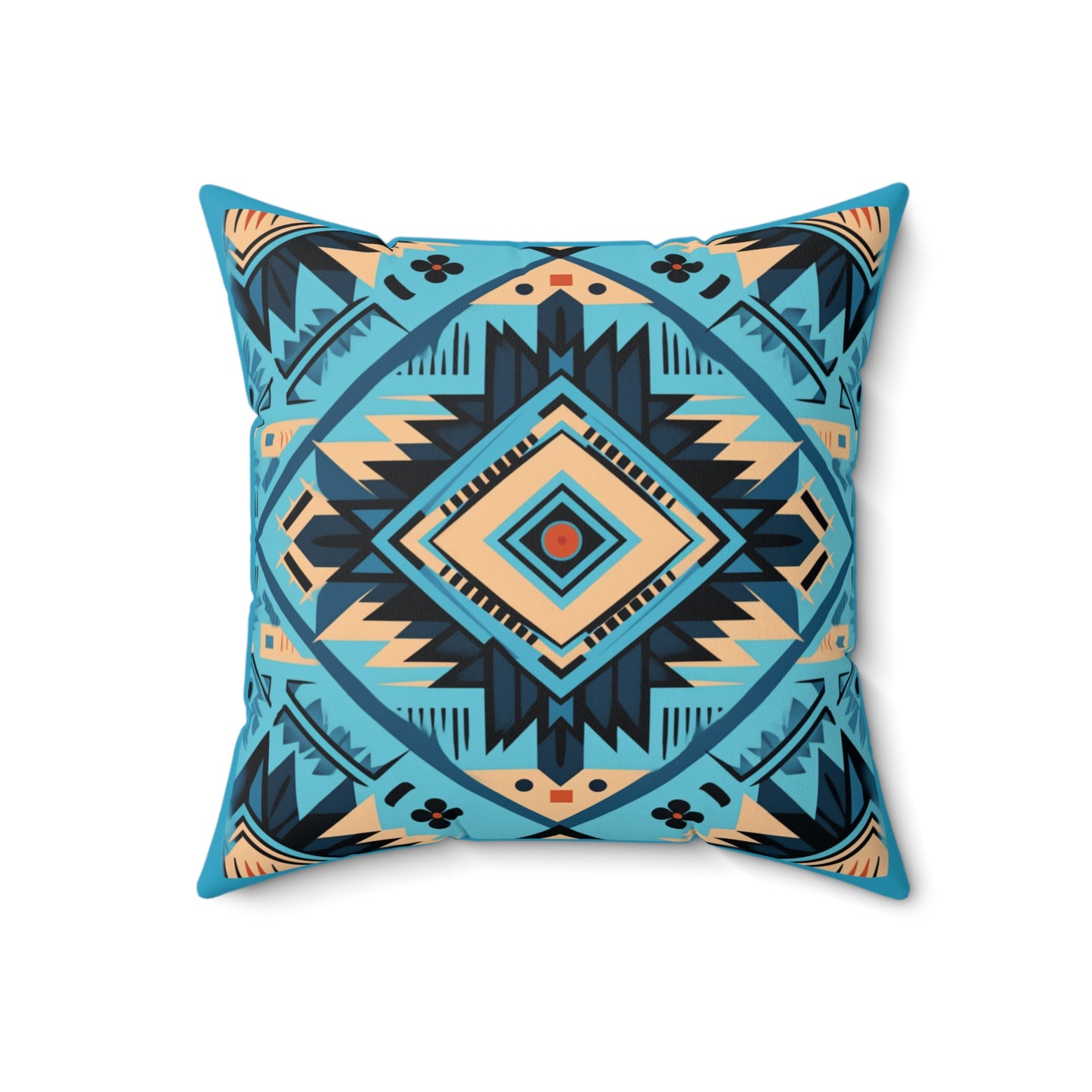 Blue Geometric Square Pillow