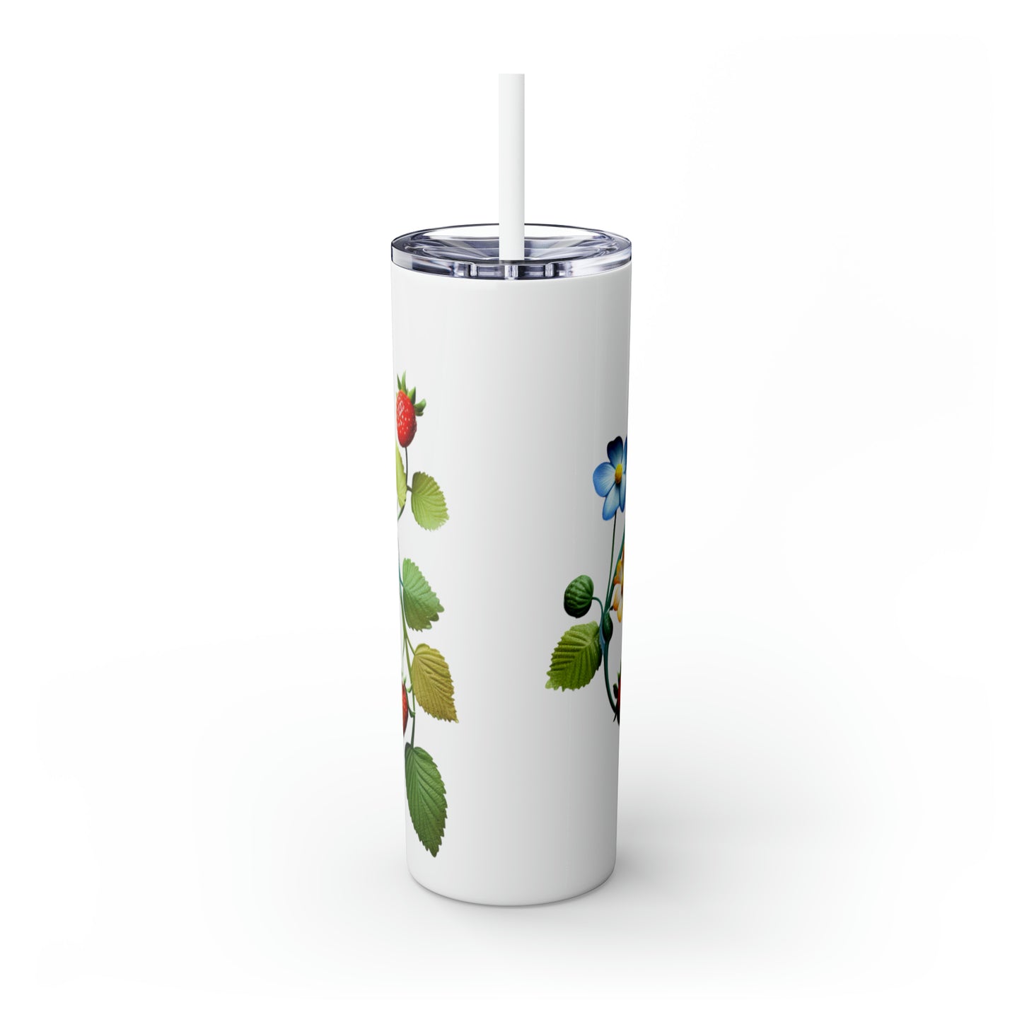 Multicolor Floral Skinny Tumbler with Straw, 20oz