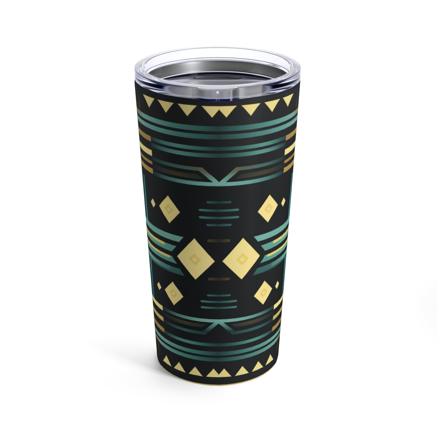 Black, Turquoise and Yellow Geometric Tumbler 20oz