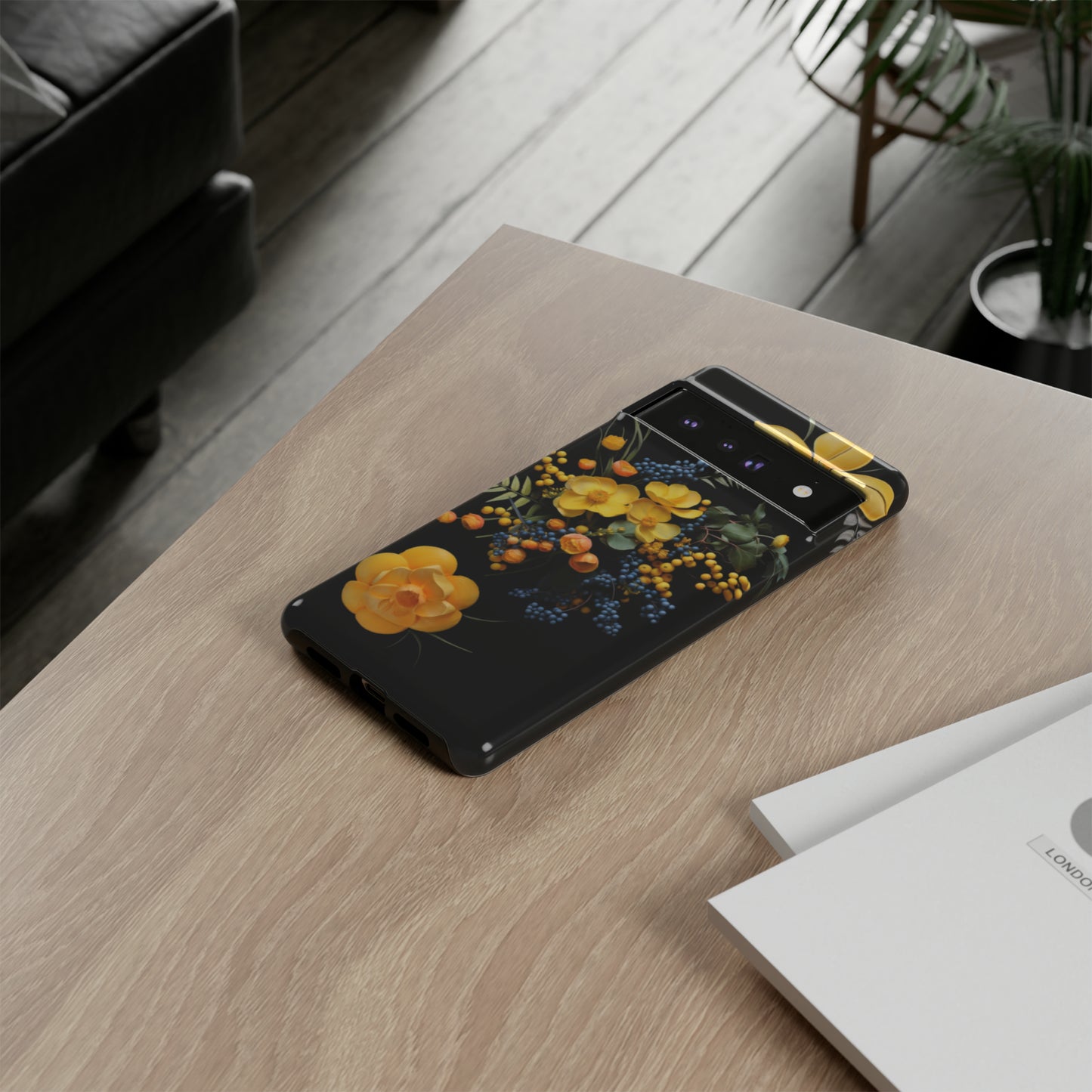 Yellow floral phone case