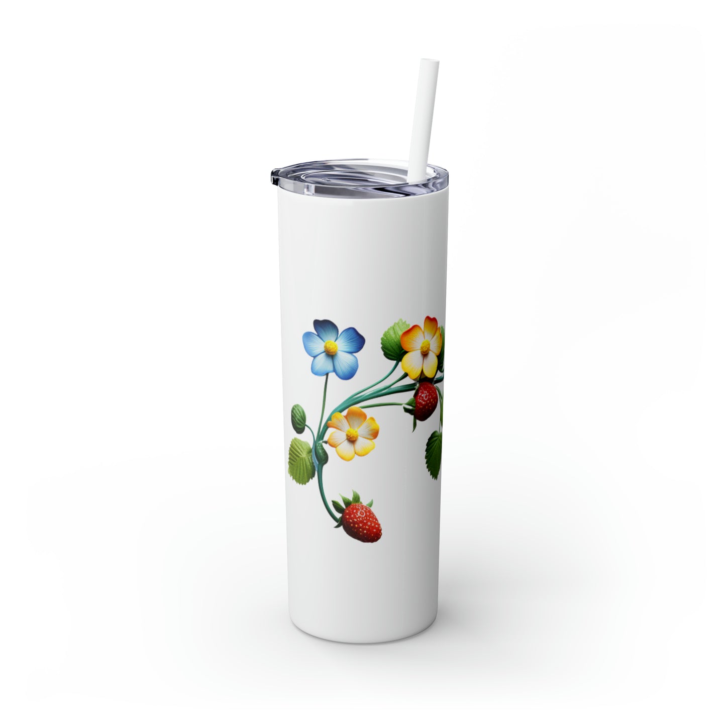 Multicolor Floral Skinny Tumbler with Straw, 20oz