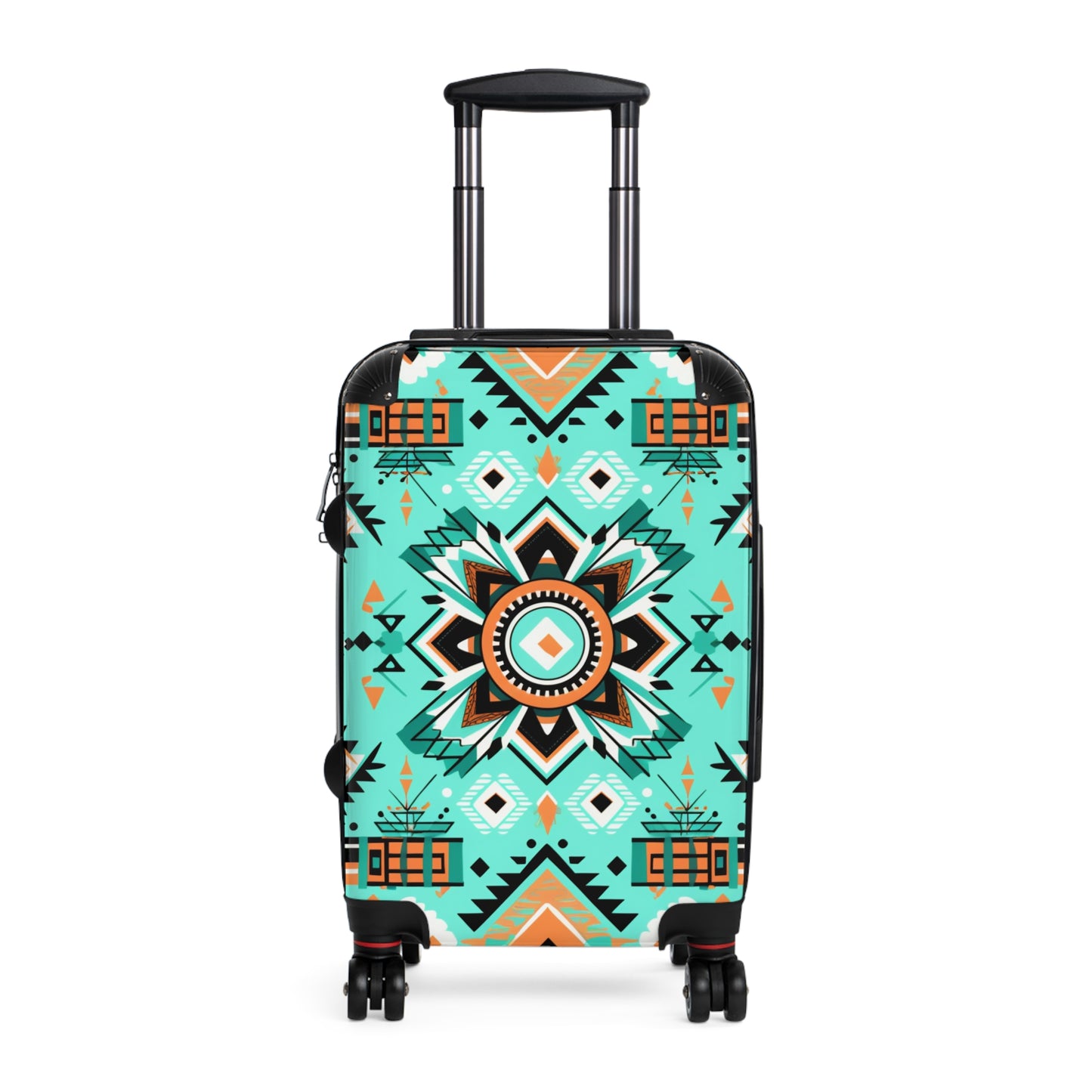 Turquoise Geometric Flower Suitcase