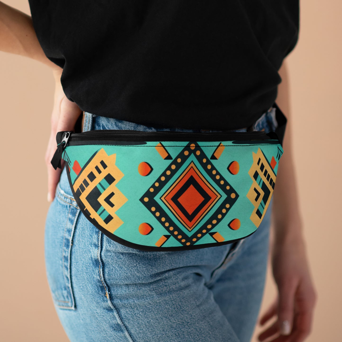 Fanny Pack Geometric Turquoise and Orange