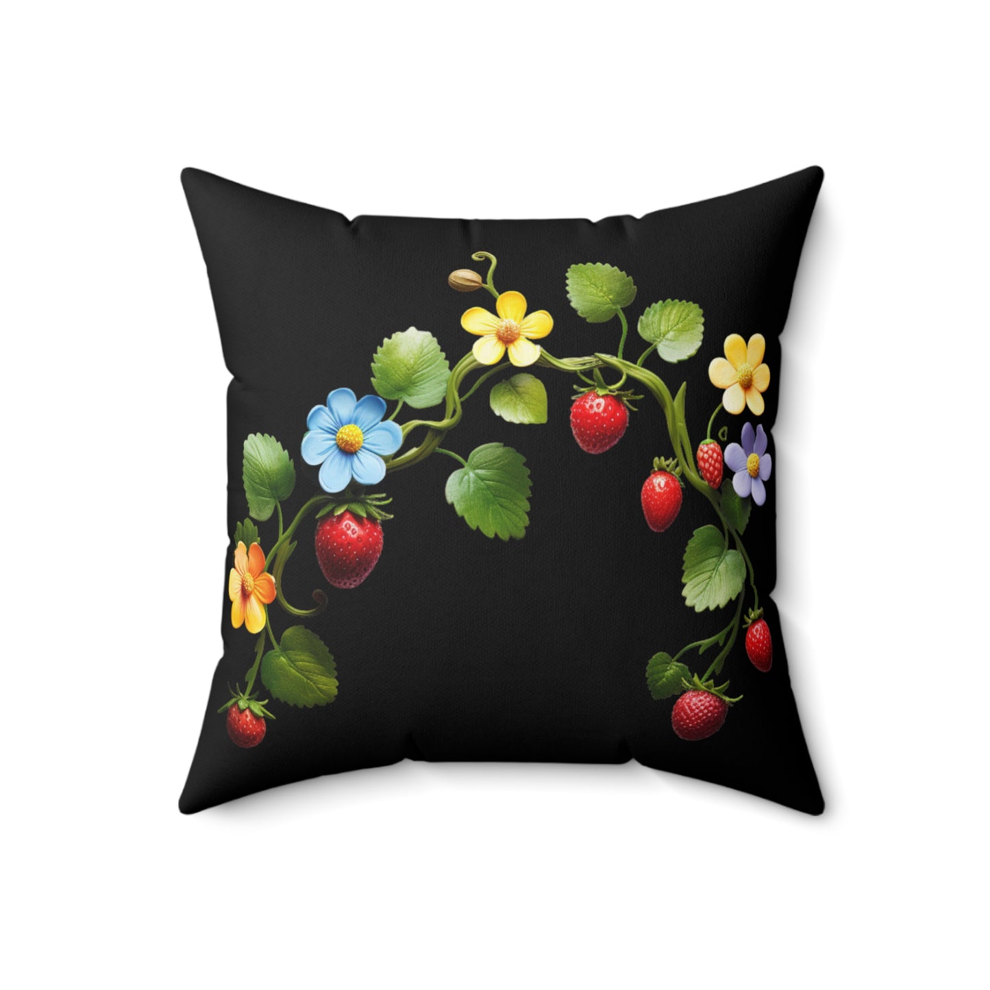 Black Floral Square Pillow