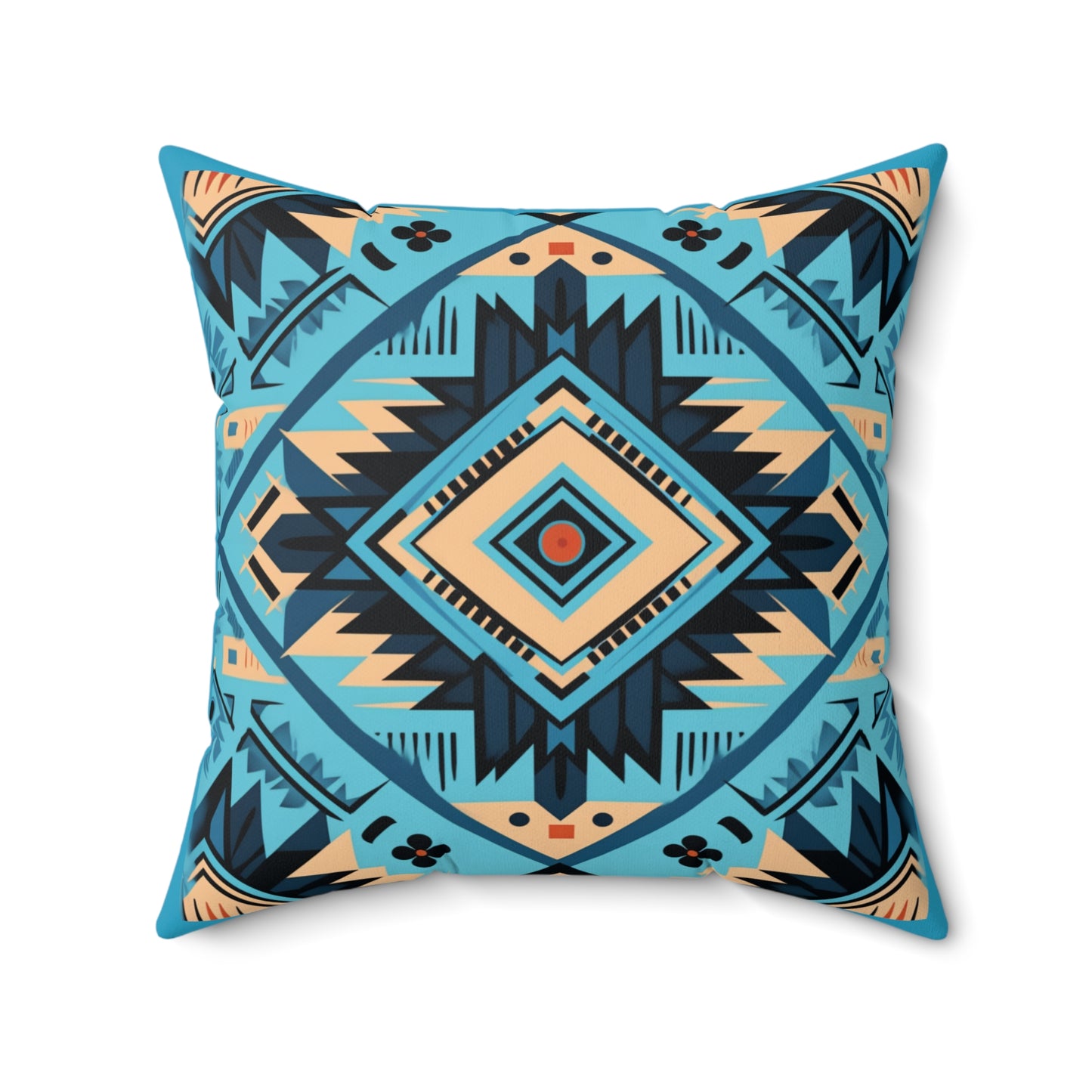 Blue Geometric Square Pillow