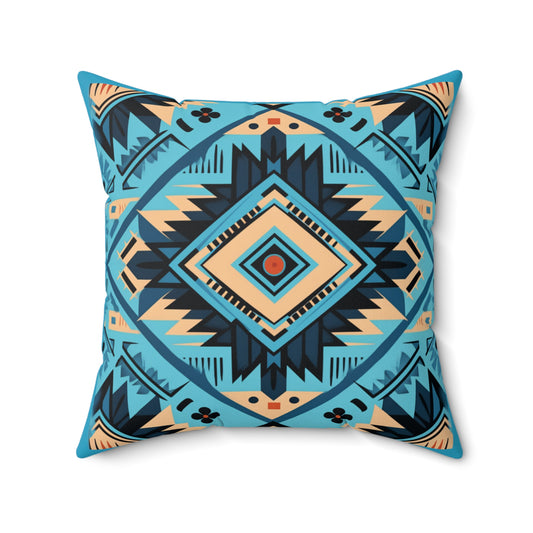 Blue Geometric Square Pillow