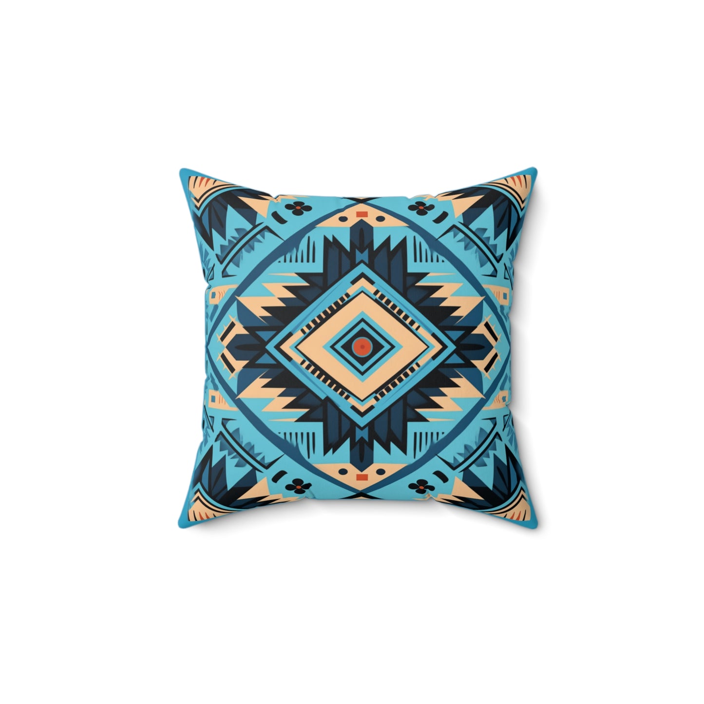 Blue Geometric Square Pillow