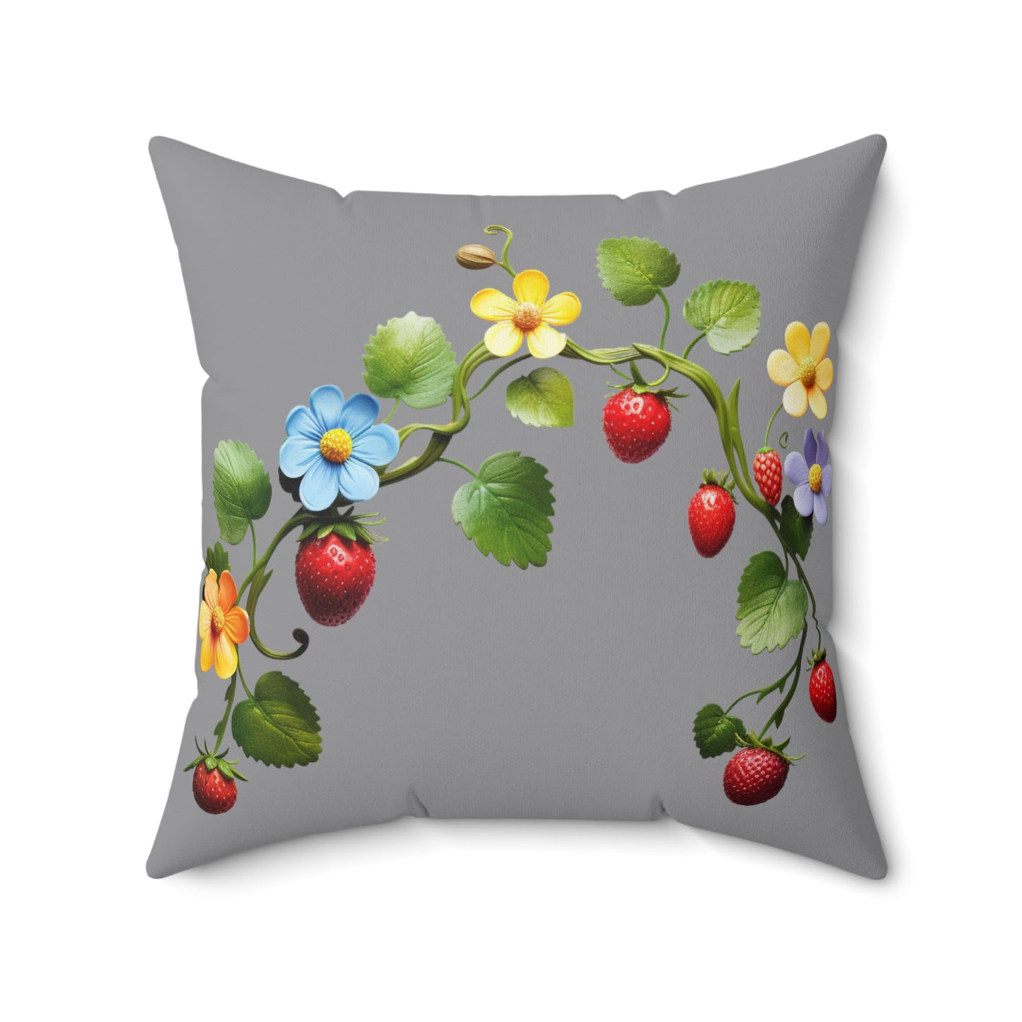 Grey Floral Square Pillow