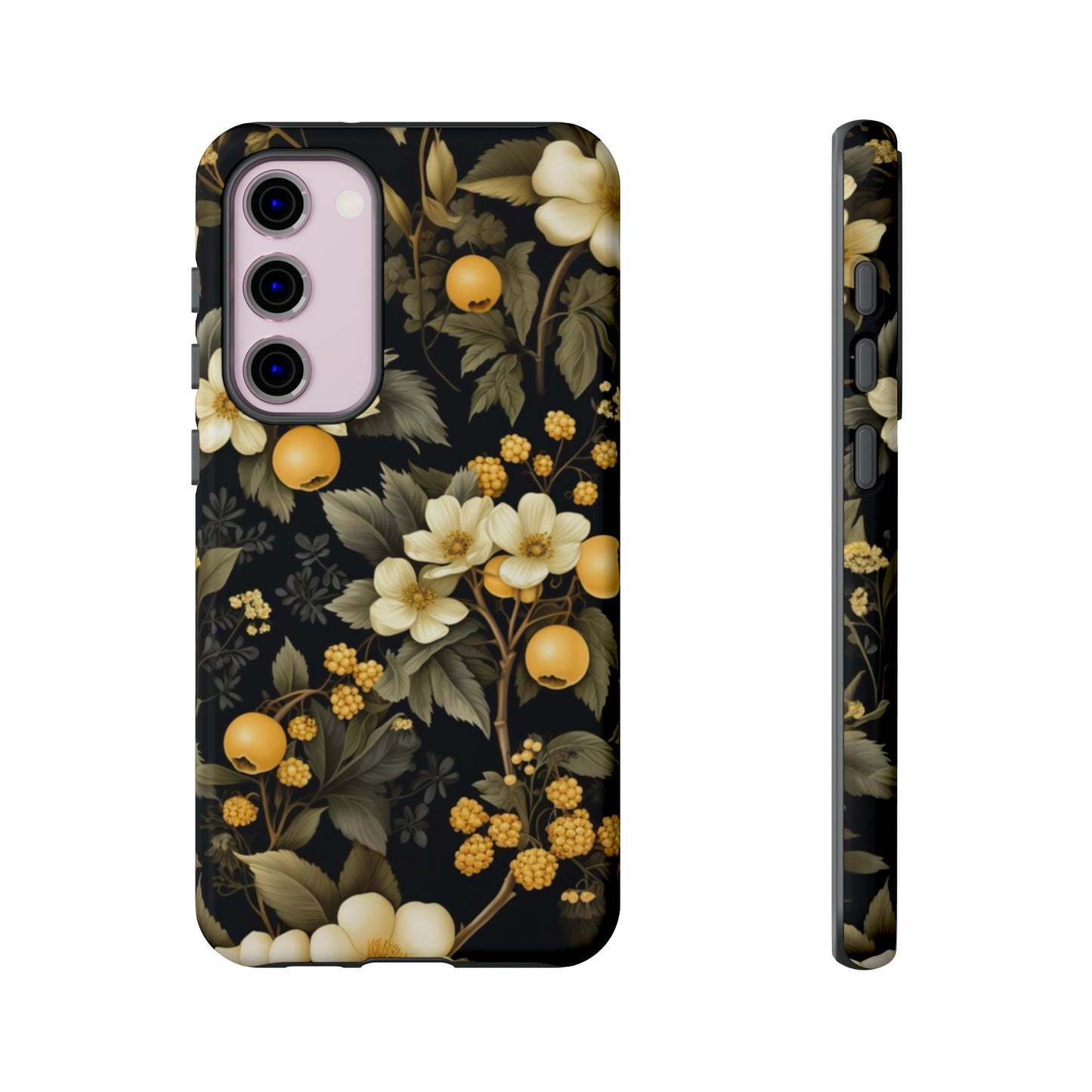 White Black and Yellow Floral phone case