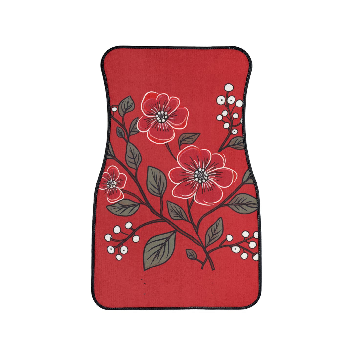 Red Floral Floor Mats, 1pc