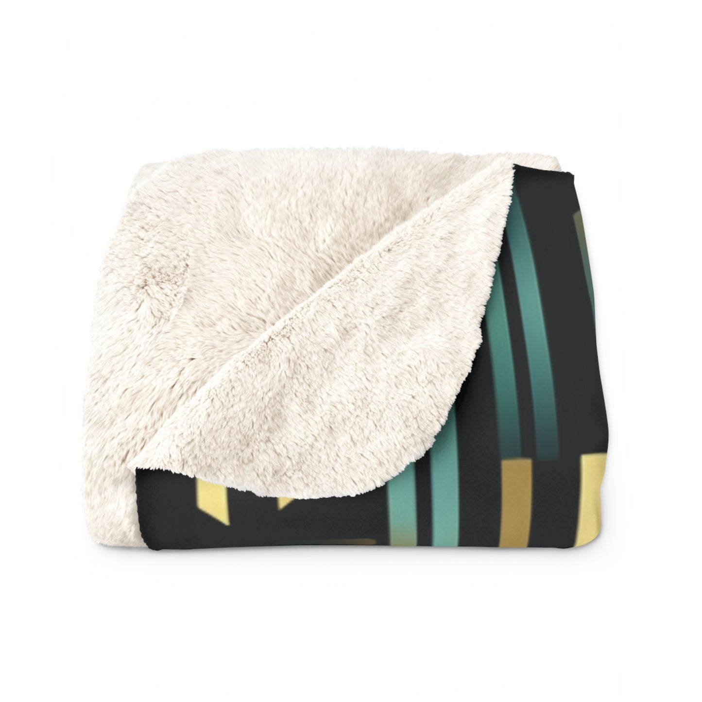 Black Geometric Sherpa Fleece Blanket