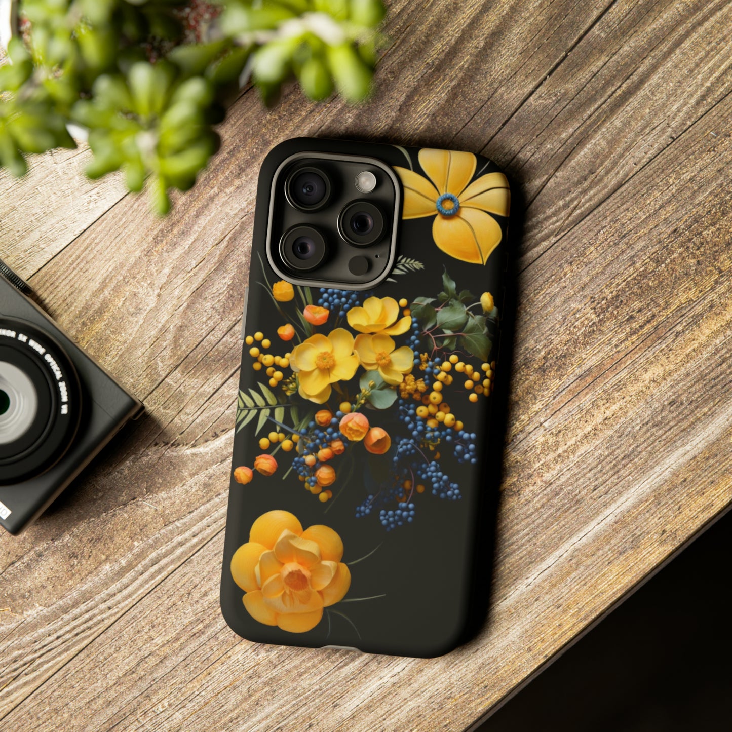 Yellow floral phone case