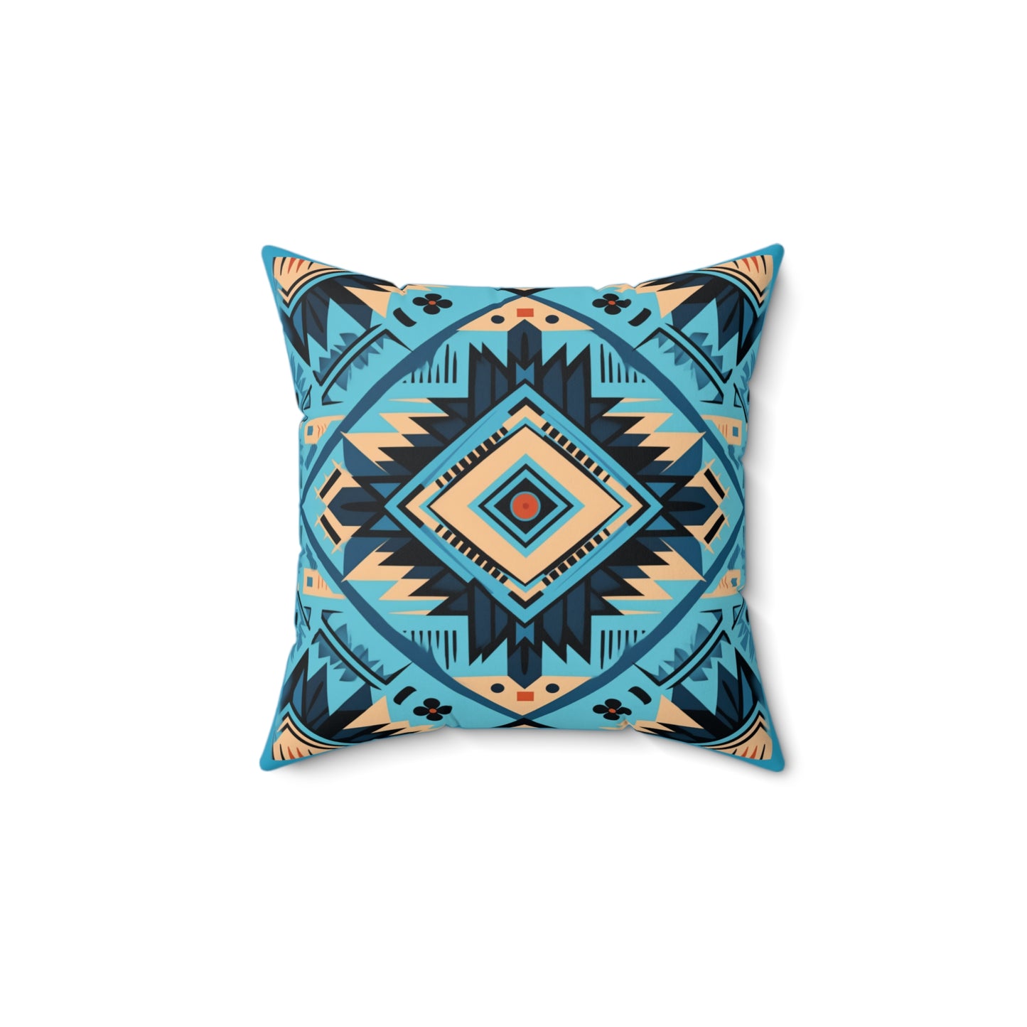 Blue Geometric Square Pillow