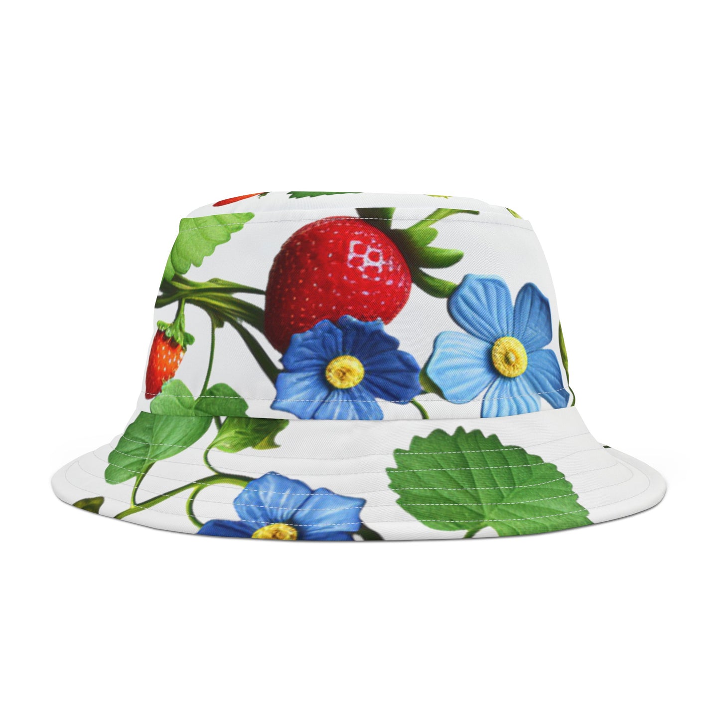 White Floral Geometric Bucket Hat