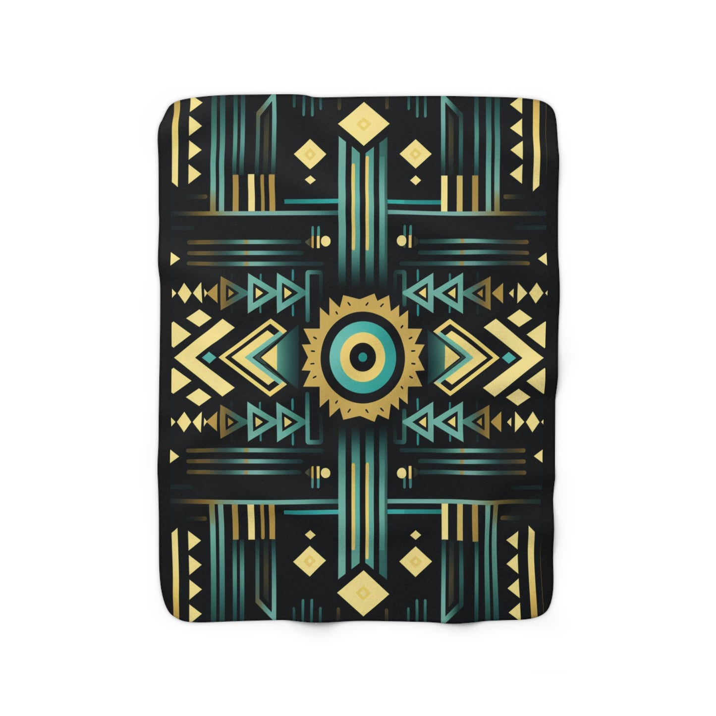 Black Geometric Sherpa Fleece Blanket