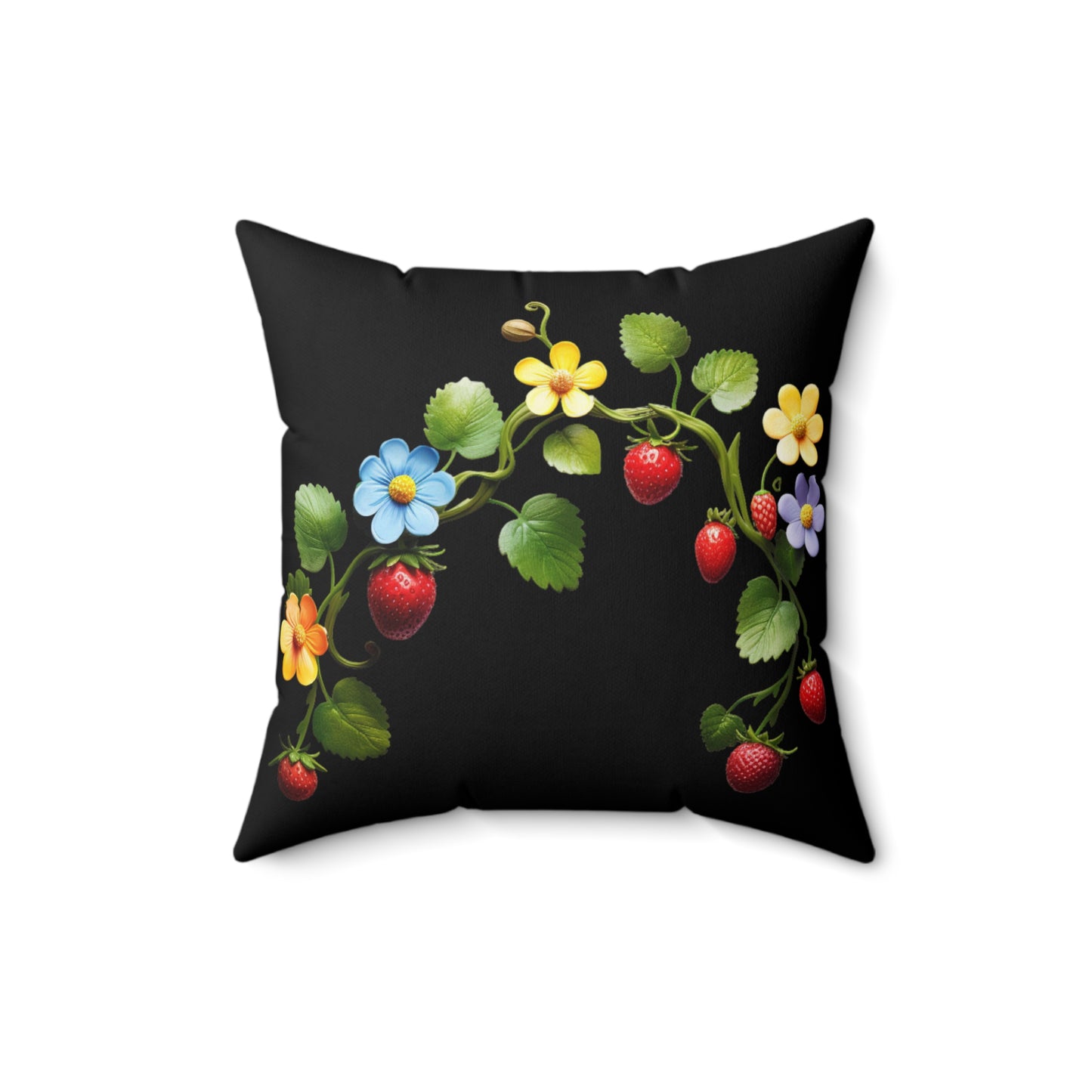 Black Floral Square Pillow