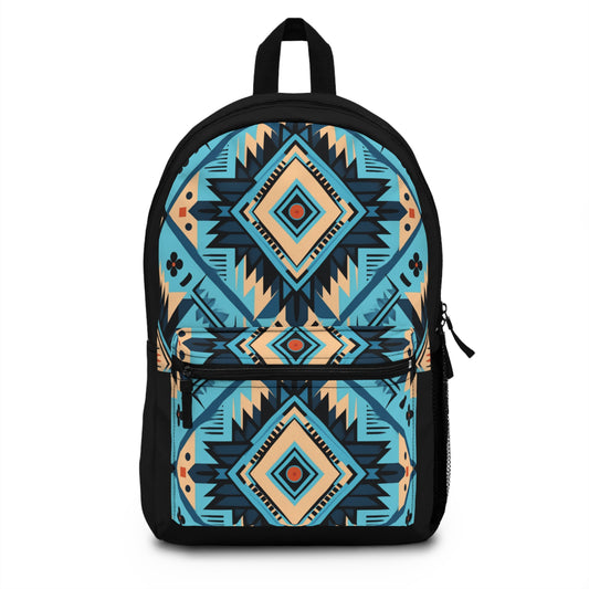 Blue Geometric Backpack