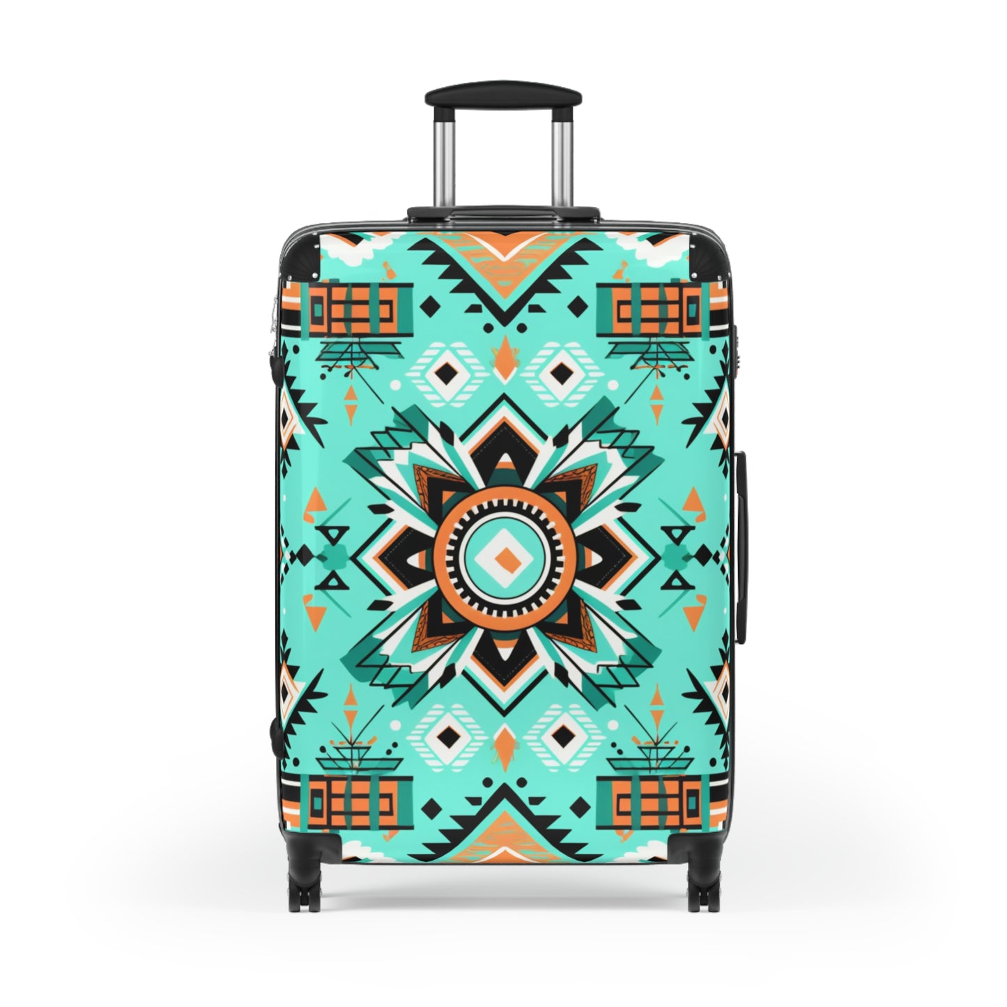 Turquoise Geometric Flower Suitcase